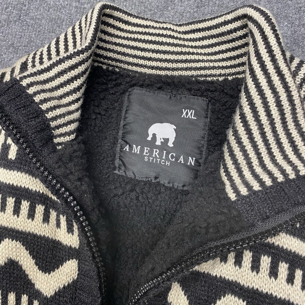 American Stitch Full Zip Sherpa Acrylic Aztec Southwestern Heavyweight Jacket XL - Picture 2 of 7